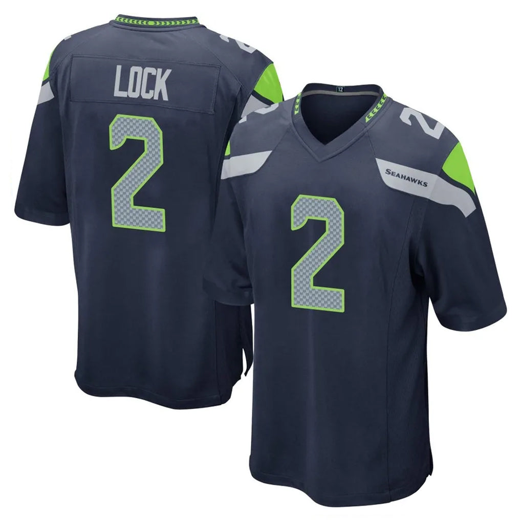 S.Seahawks #2 Drew Lock Player Navy Home Game Mdoa Stitched Jerseys