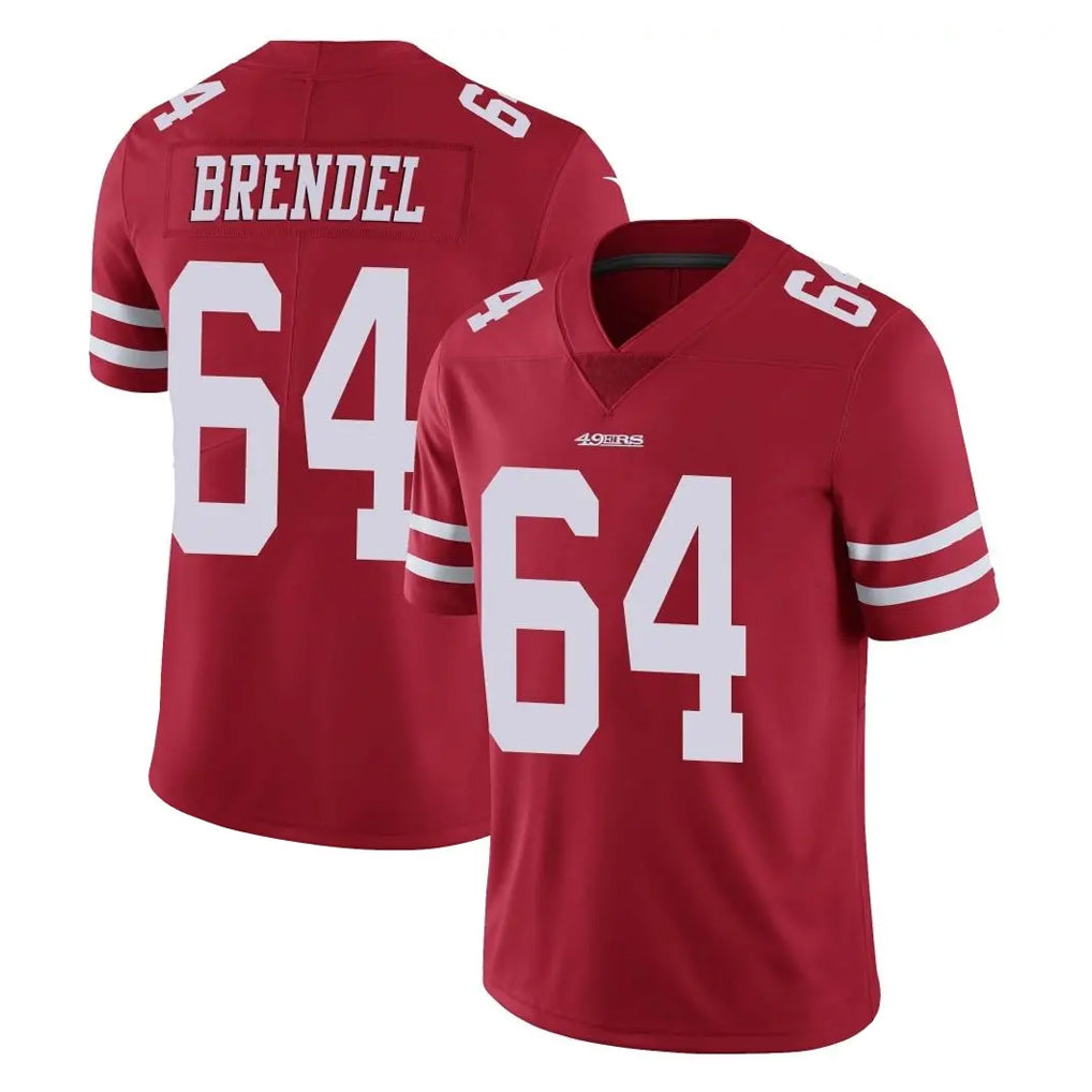 SF.49ers #64 Jake Brendel Player Red Limited Vapor Untouchable Home Game Mdoa Stitched Jerseys