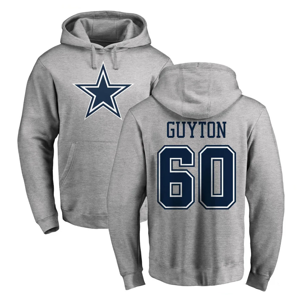 D.Cowboys #60 Tyler Guyton Player Gray LOGO Pullover Hoodie Limited Mdoa Stitched Jerseys