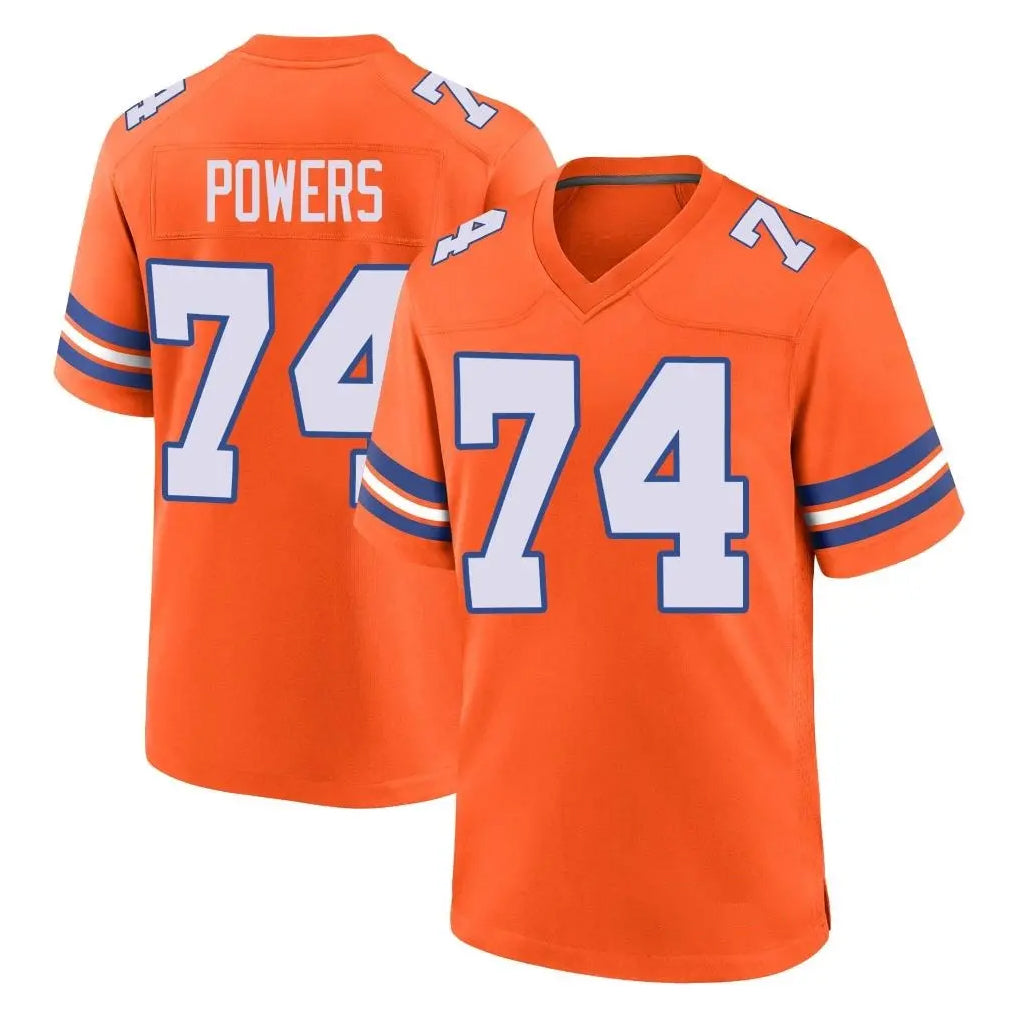 D.Broncos #74 Ben Powers Player Orange Alternate Collection Throwback Game Mdoa Stitched Jerseys