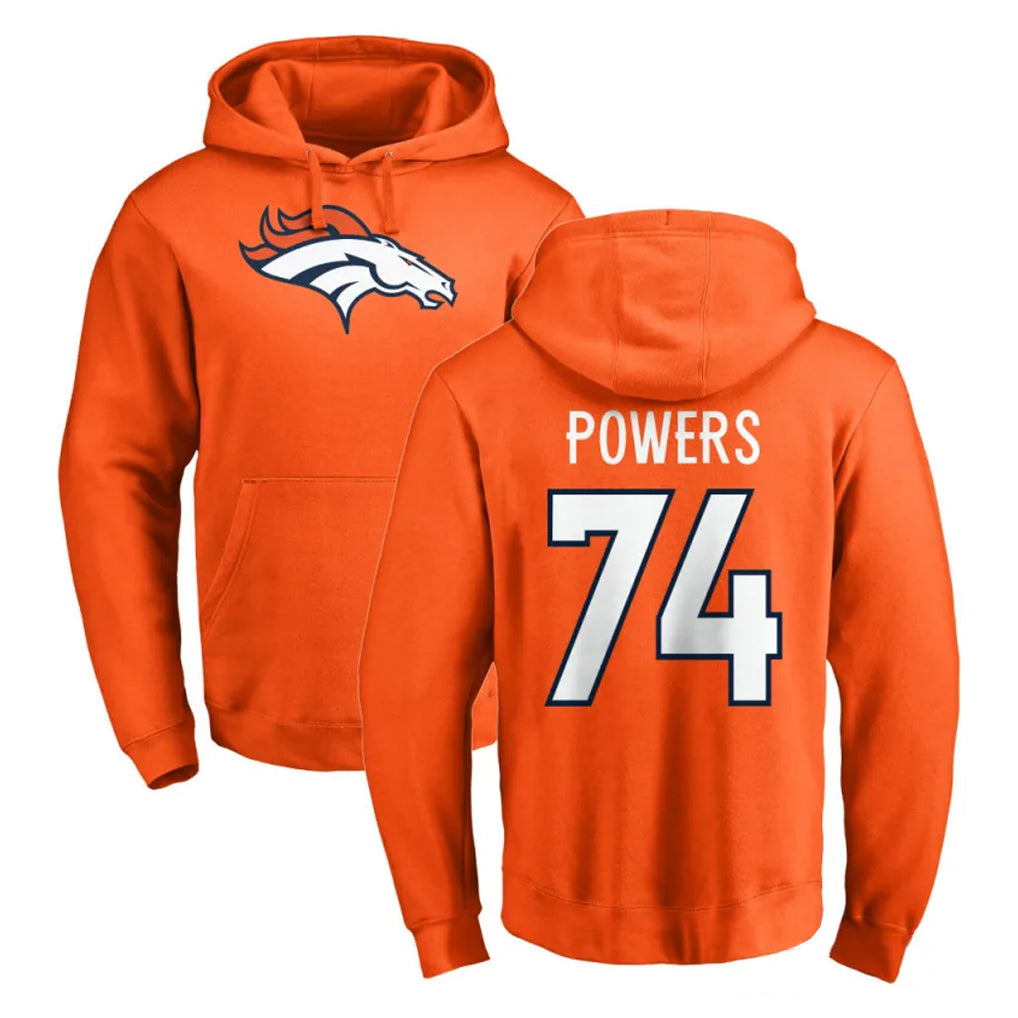D.Broncos #74 Ben Powers Player Orange Pullover Hoodie Limited Mdoa Stitched Jerseys