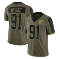 C.Browns #91 Alex Wright Player Olive Salute to Service Limited Home Game Mdoa Stitched Jerseys