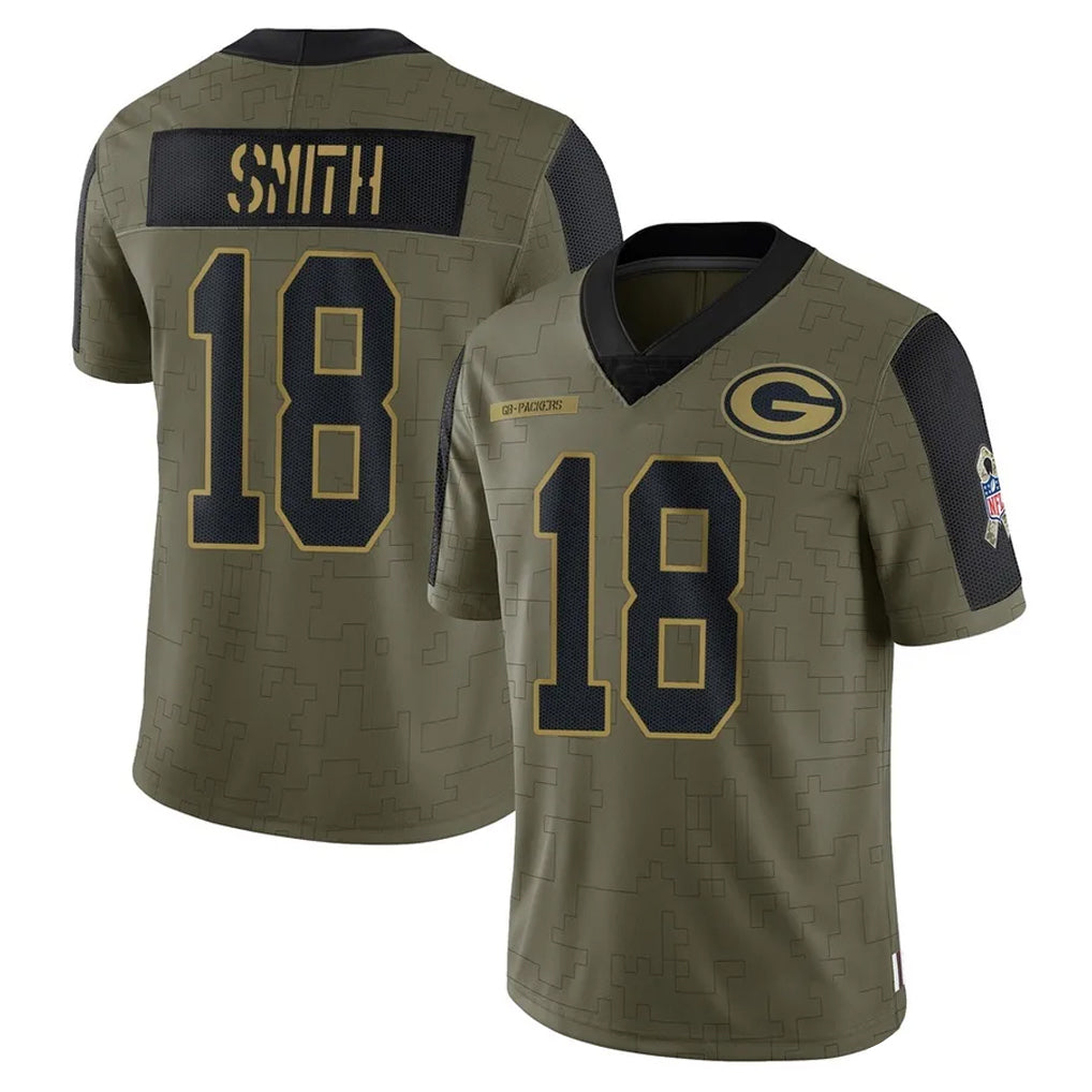 GB.Packers #18 Jonnu Smith Player Olive Salute To Service Limited Game Mdoa Stitched Jerseys