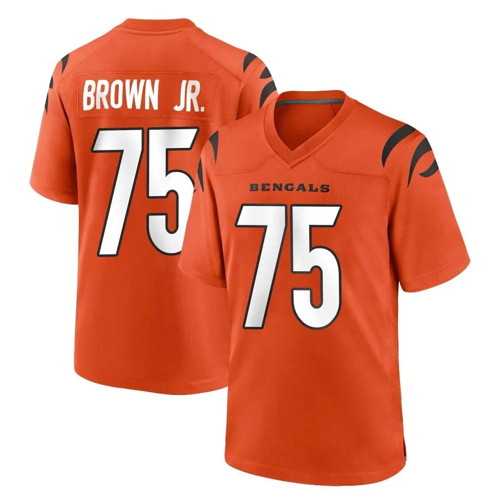 C.Bengals #75 Orlando Brown Jr. Player Orange Home Game Mdoa Stitched Jerseys