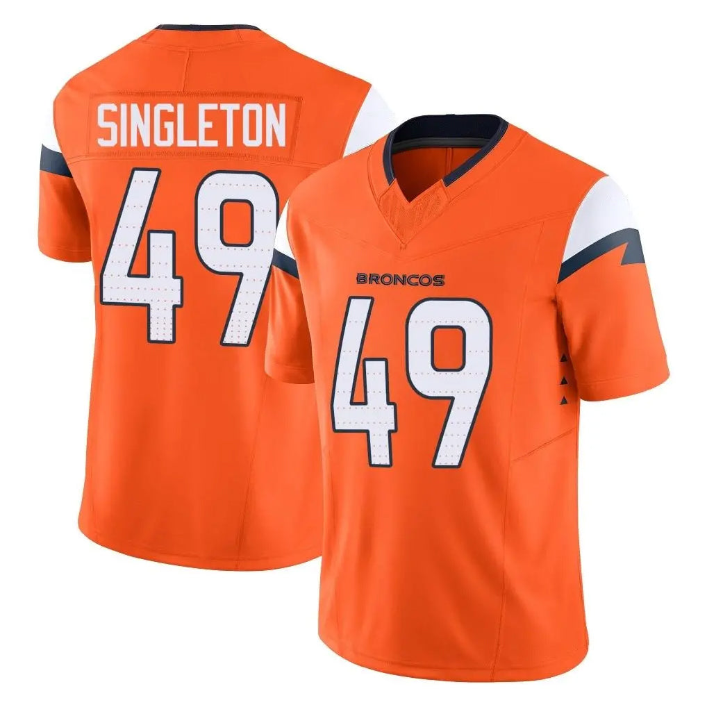 D.Broncos #49 Alex Singleton Player Orange Vapor F.U.S.E. Limited Home Game Mdoa Stitched Jerseys