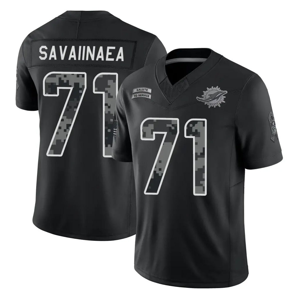 M.Dolphins #72 Jonah Savaiinaea Player Black Limited 2026 Salute to Service Home Game Mdoa Stitched Jerseys