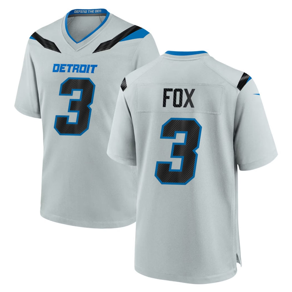 D.Lions #3 Jack Fox Player Silver 2026 Rivalries Collection Home Game Mdoa Stitched Jerseys