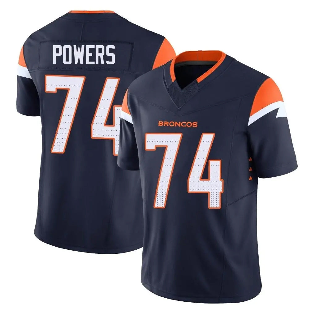 D.Broncos #74 Ben Powers Player Navy Limited Vapor F.U.S.E. Home Game Mdoa Stitched Jerseys