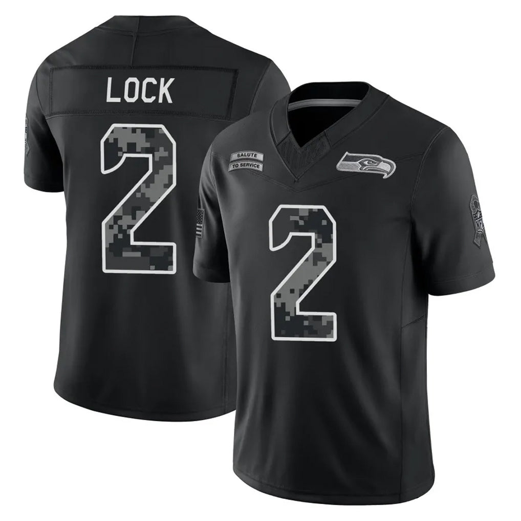 S.Seahawks #2 Drew Lock Player Black Limited 2026 Salute to Service Home Game Mdoa Stitched Jerseys
