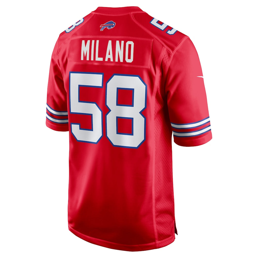 Mdoa B.Bills #58 Matt Milano Red Alternate Game Jersey