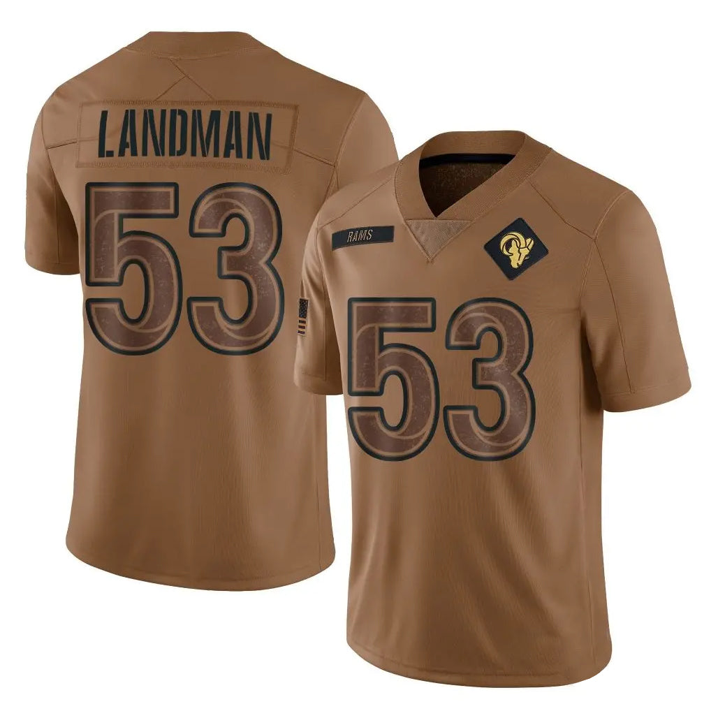 LA.Rams #53 Nate Landman Player Brown Salute To Service Limited Mdoa Stitched Jerseys