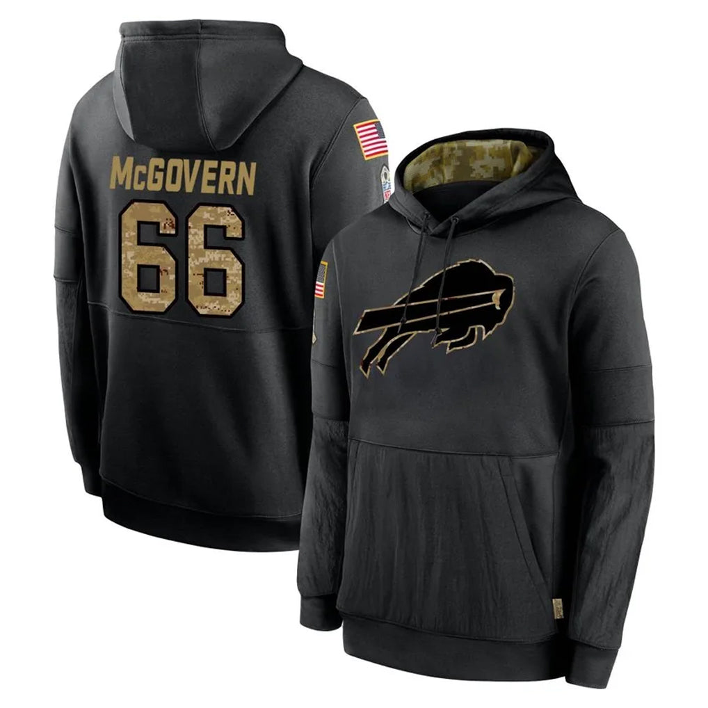 B.Bills #66 Connor McGovern Player Black Salute to Service Hoodies Mdoa Stitched Jersey