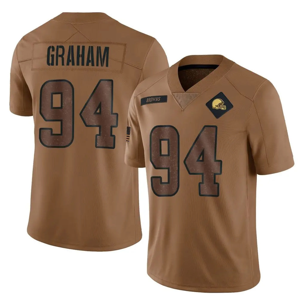 C.Browns #94 Mason Graham Player Brown Salute to Service Limited Home Game Mdoa Stitched Jerseys