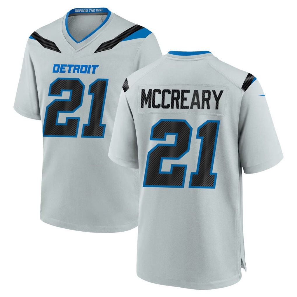 D.Lions #21 Roger McCreary Player Silver 2026 Rivalries Collection Home Game Mdoa Stitched Jerseys
