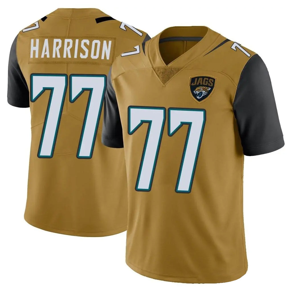J.Jaguars #77 Anton Harrison Player Gold Vapor Limited Home Game Mdoa Stitched Jerseys