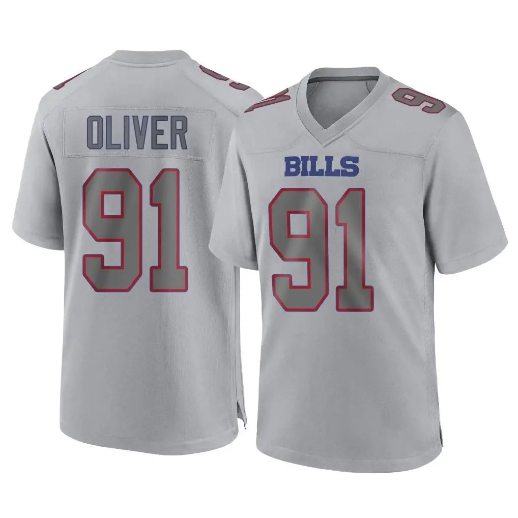 B.Bills #91 Ed Oliver Player Gray Home Game Mdoa Stitched Jerseys