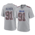 B.Bills #91 Ed Oliver Player Gray Home Game Mdoa Stitched Jerseys