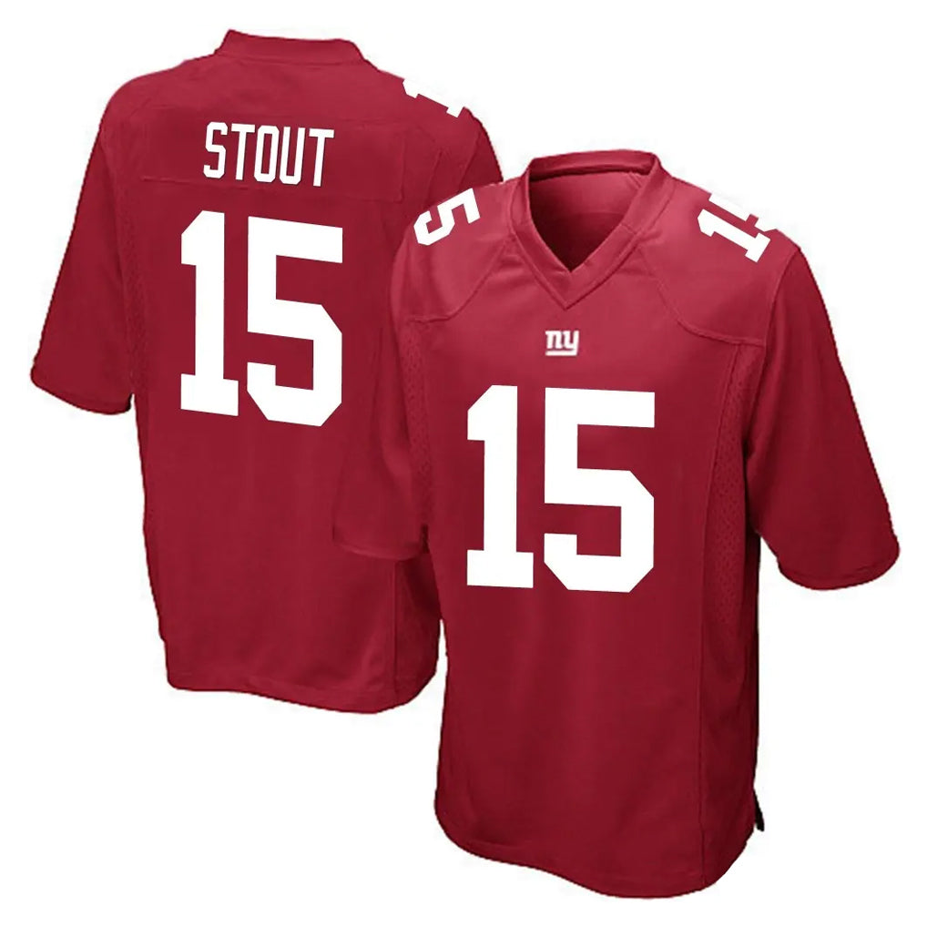 NY.Giants #15 Jordan Stout Player Red Home Game Mdoa Stitched Jerseys