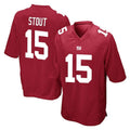 NY.Giants #15 Jordan Stout Player Red Home Game Mdoa Stitched Jerseys