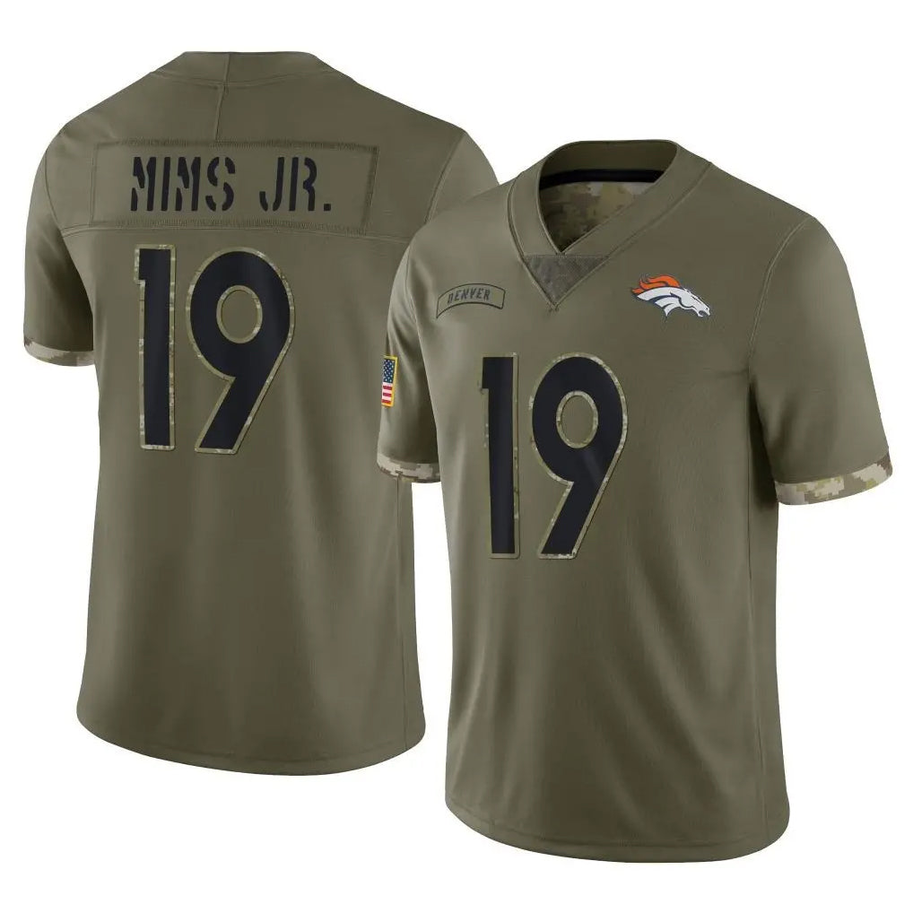 D.Broncos #19 Marvin Mims Jr. Player Olive Salute To Service Limited Mdoa Stitched Jerseys
