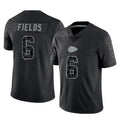 KC.Chiefs #6 Justin Fields Player Black Limited Reflective Game Stitched Jerseys