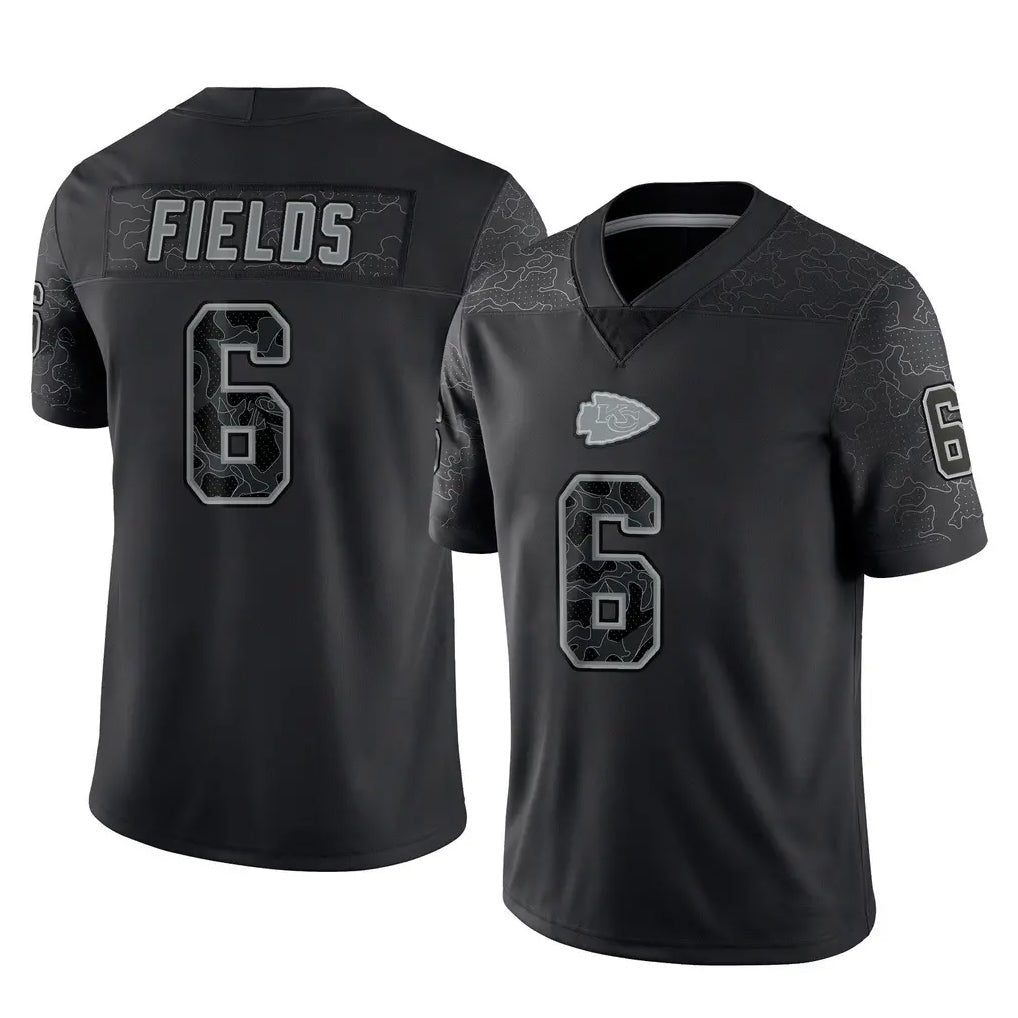 KC.Chiefs #6 Justin Fields Player Black Limited Reflective Game Stitched Jerseys