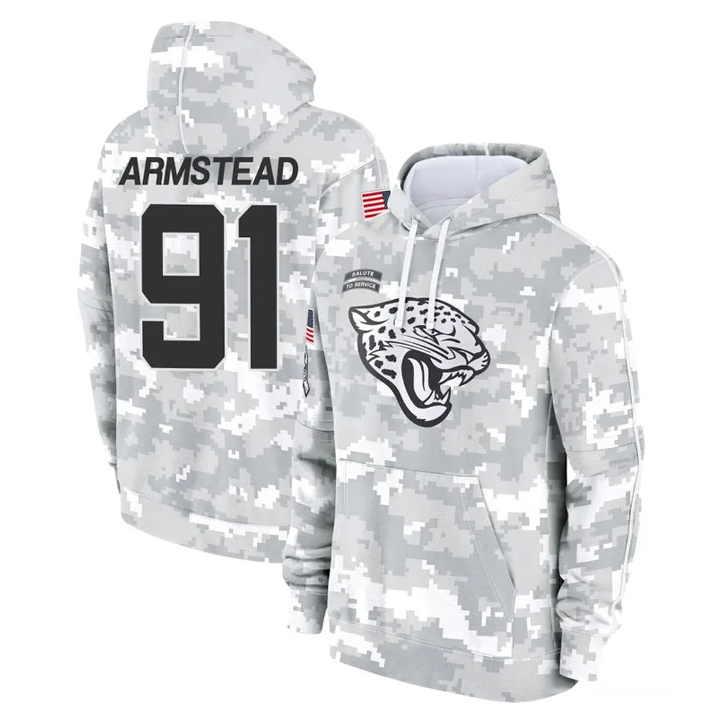J.Jaguars #91 Arik Armstead Player Arctic Camo Salute to Service Hoodies Limited Game Mdoa Stitched Jerseys