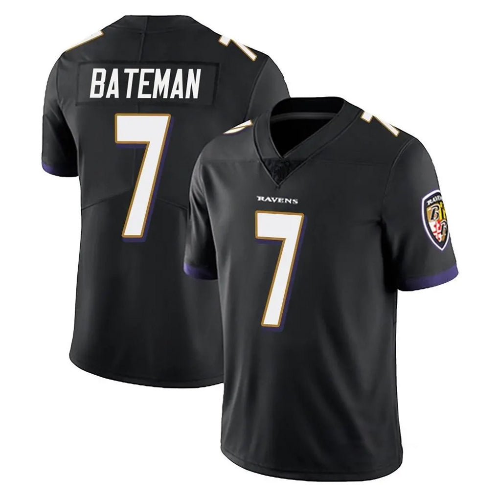 B.Ravens #7 Rashod Bateman Player Black Vapor Untouchable Limited Home Game Mdoa Stitched Jerseys