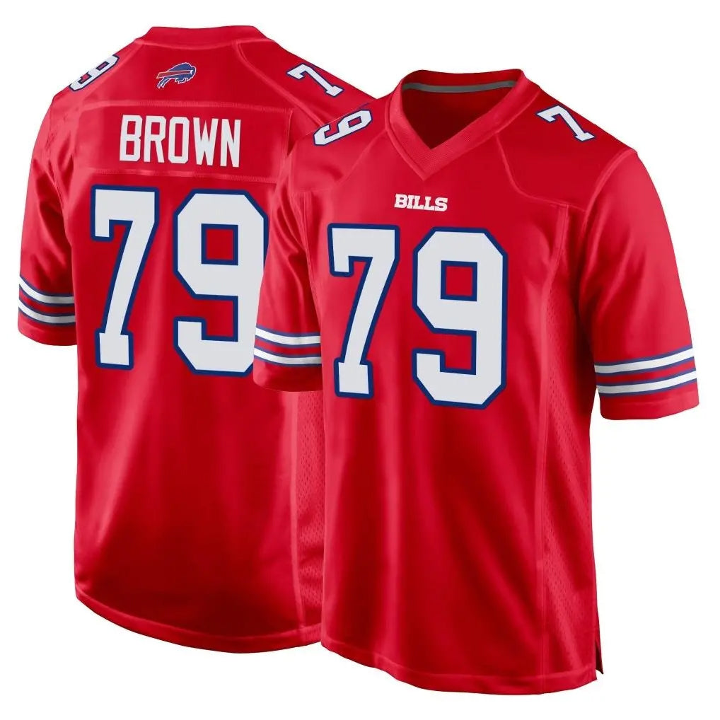 B.Bills #79 Spencer Brown Player Red Home Game Mdoa Stitched Jerseys