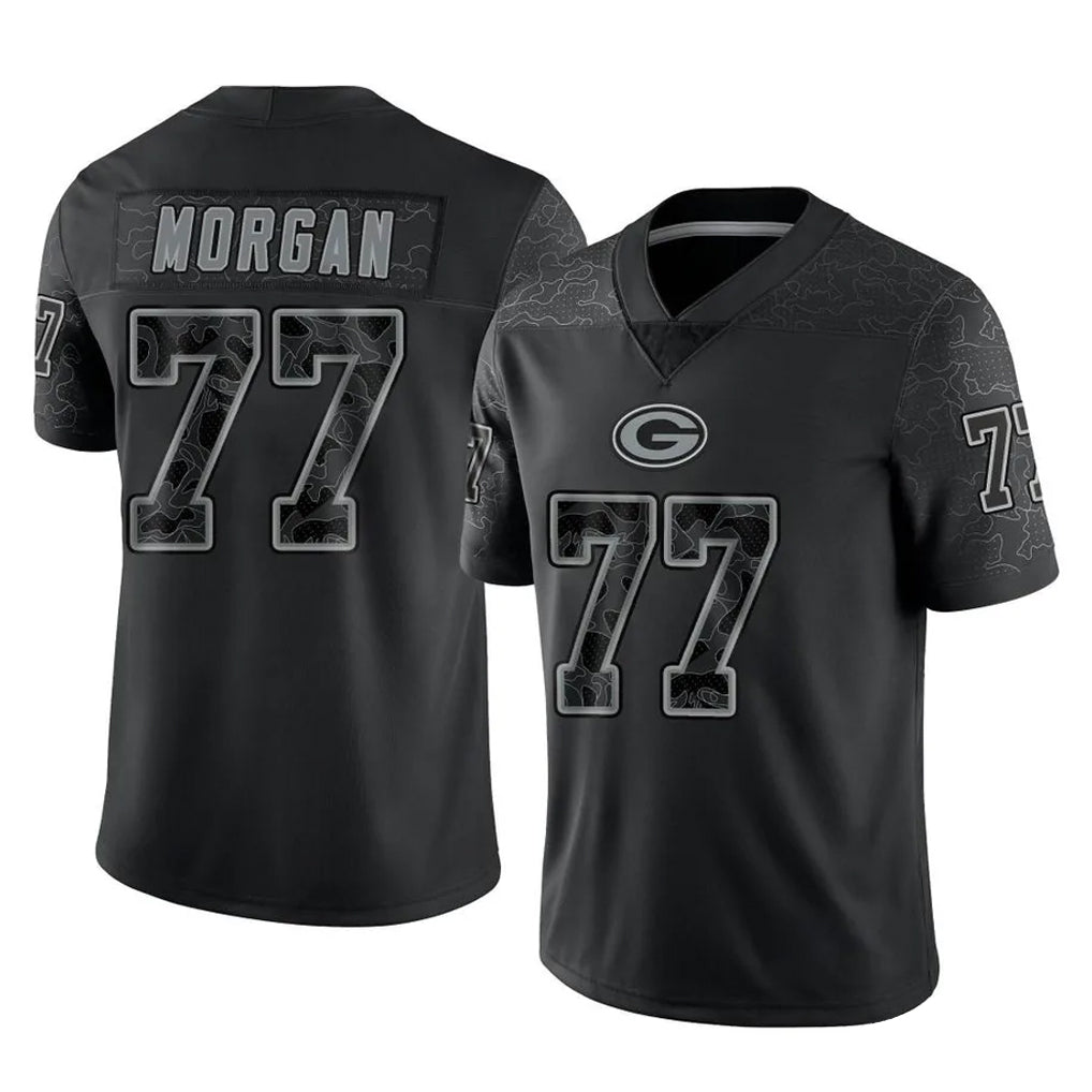GB.Packers #77 Jordan Morgan Player Black Reflective Limited Home Game Mdoa Stitched Jerseys
