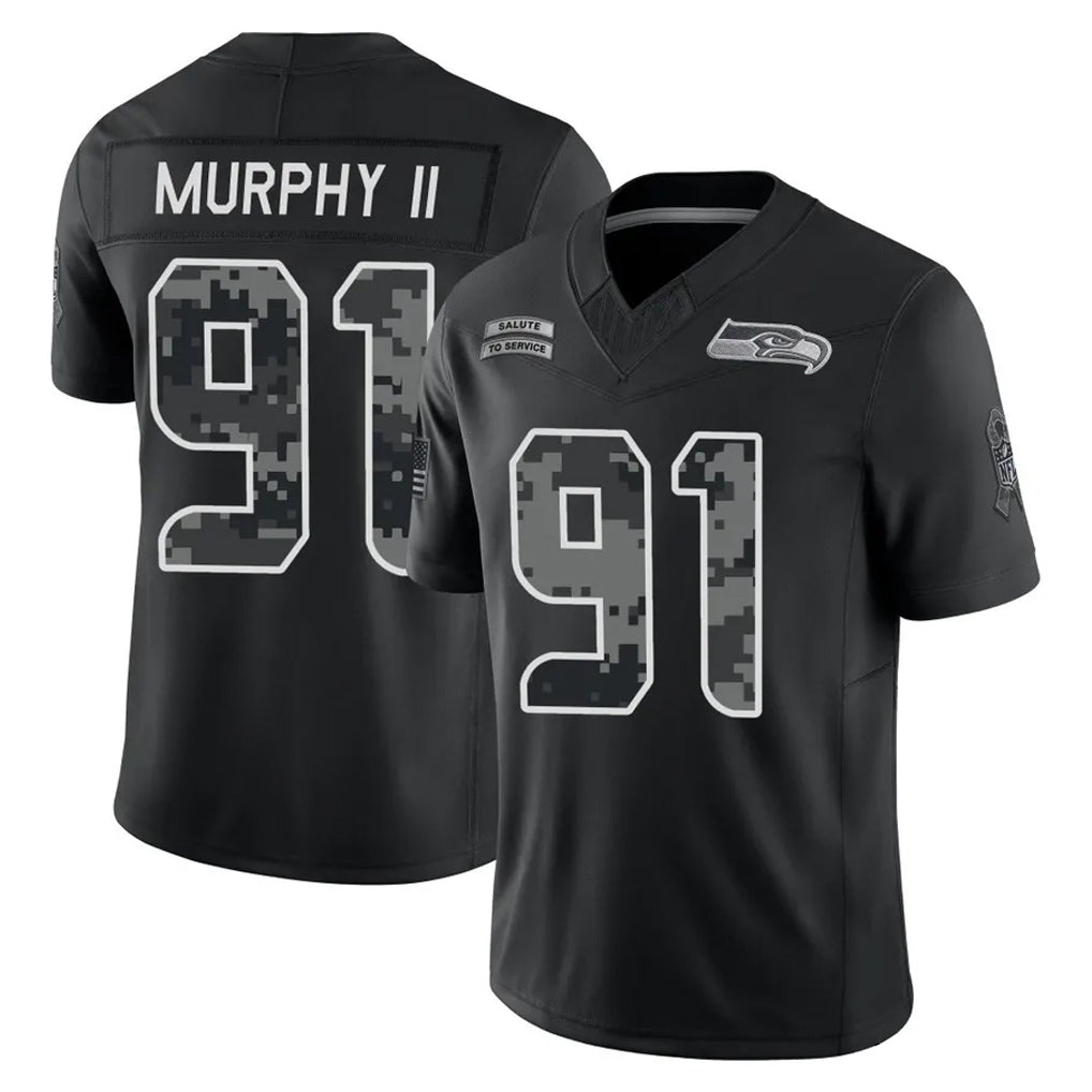 S.Seahawks #91 Byron Murphy II Player Black Limited 2026 Salute to Service Home Game Mdoa Stitched Jerseys