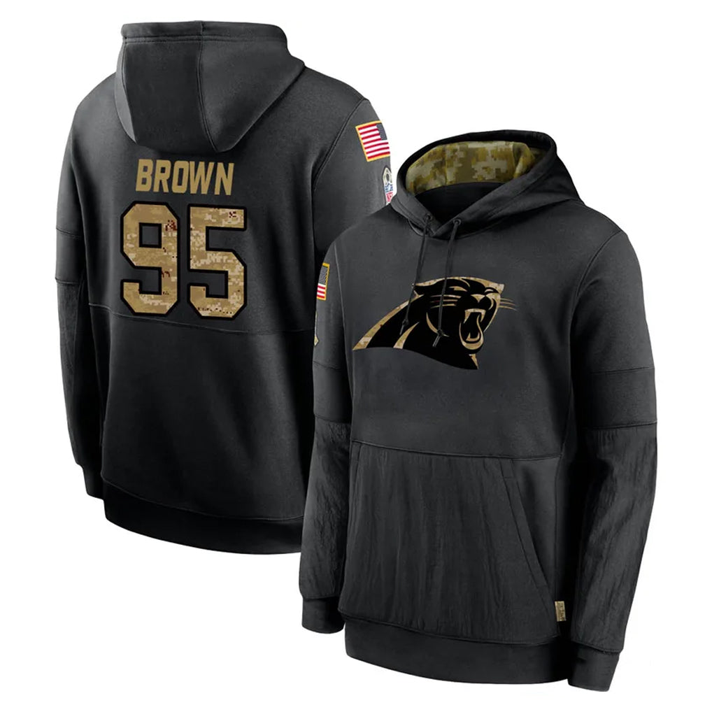 C.Panthers #95 Derrick Brown Player Black Salute to Service Pullover Hoodies Limited Game Mdoa Stitched Jerseys