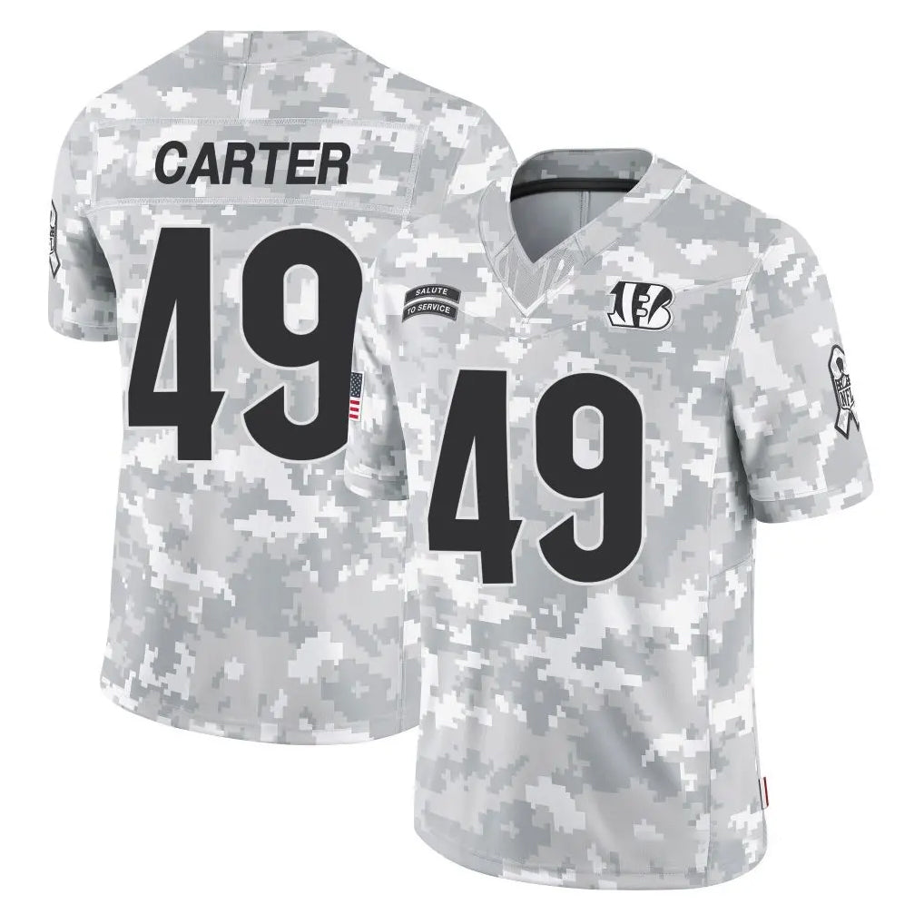 C.Bengals #49 Barrett Carter Player Arctic Camo Salute to Service Limited Mdoa Stitched Jerseys