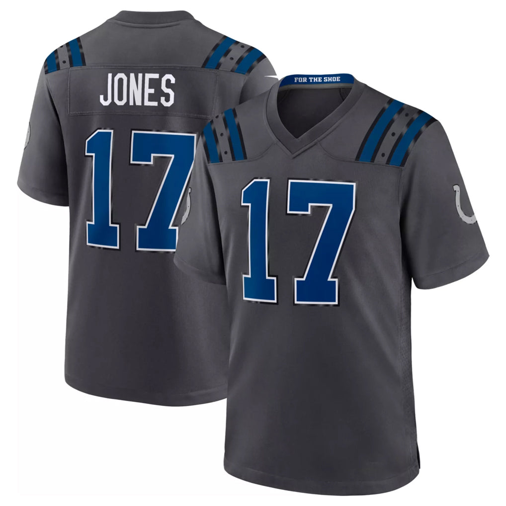 IN.Colts #17 Daniel Jones Player Anthracite 2026 Rivalries Collection Home Game Mdoa Stitched Jerseys