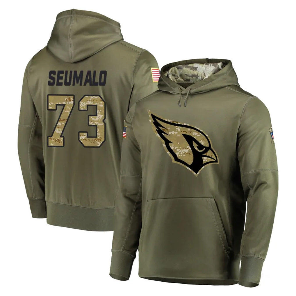 A.Cardinals #73 Isaac Seumalo Player Olive Salute to Service Pullover Hoodie Home Game Mdoa Stitched Jerseys