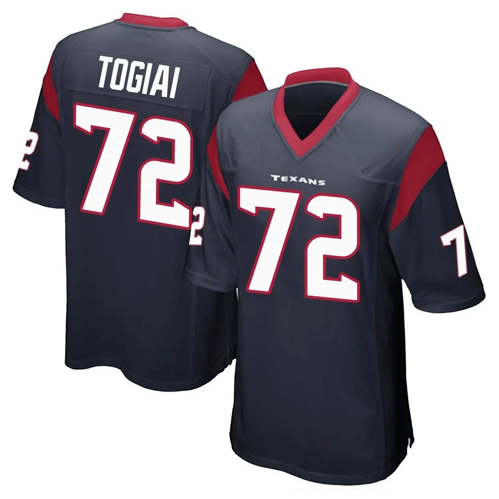 H.Texans #72 Tommy Togiai Player Navy Home Game Mdoa Stitched Jerseys