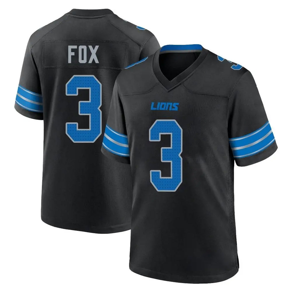 D.Lions #3 Jack Fox Player Black Alternate Home Game Mdoa Stitched Jerseys