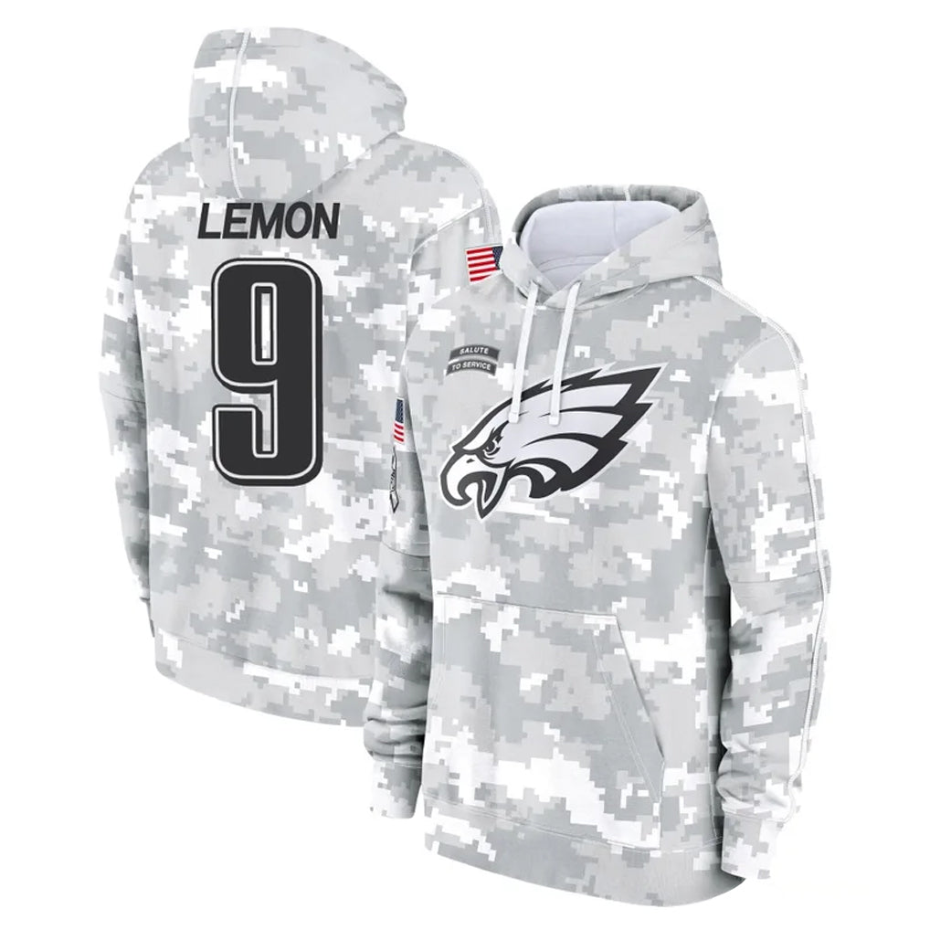 P.Eagles #9 Makai Lemon Player Arctic Camo Salute to Service Pullover Hoodies Limited Game Mdoa Stitched Jerseys