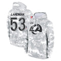 LA.Rams #53 Nate Landman Player Arctic Camo Salute to Service Hoodies Limited Game Mdoa Stitched Jerseys