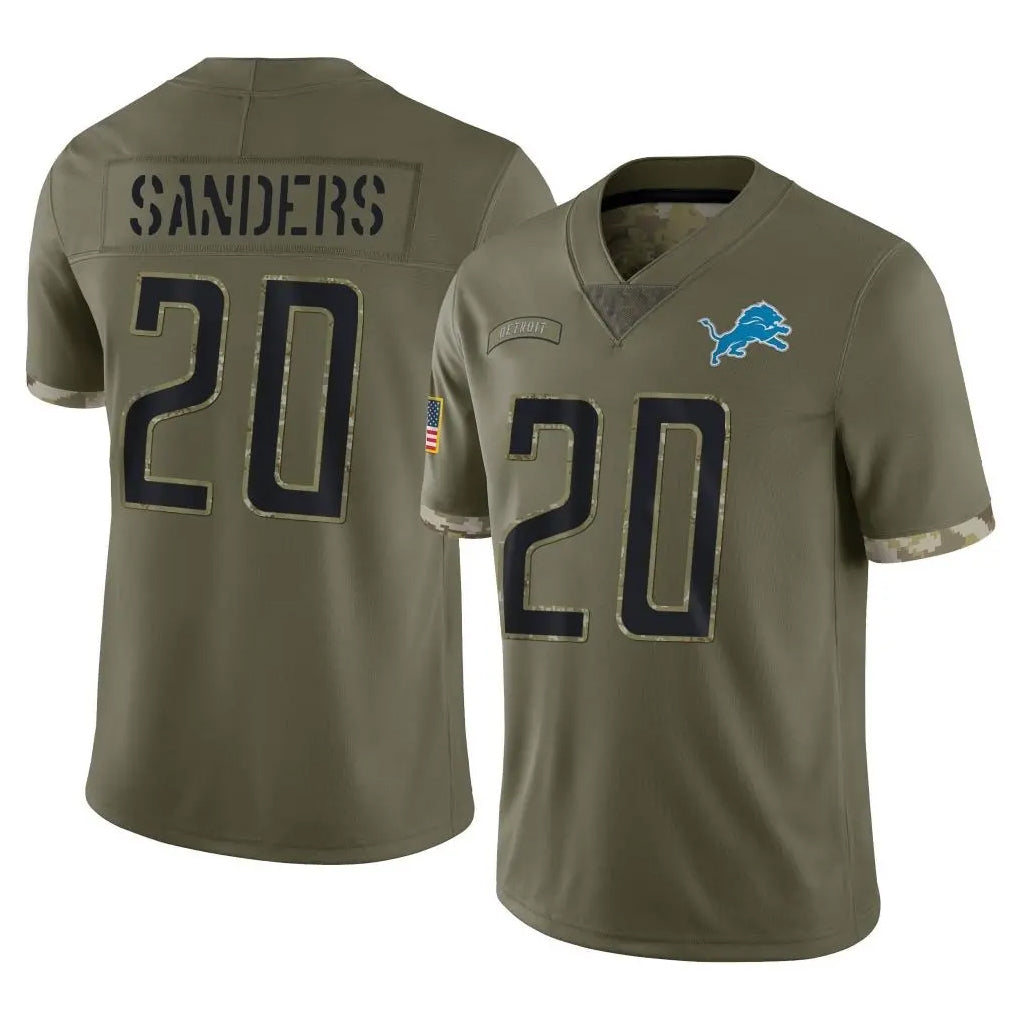 D.Lions #20 Barry Sanders Player Olive Salute To Service Limited Mdoa Stitched Jerseys