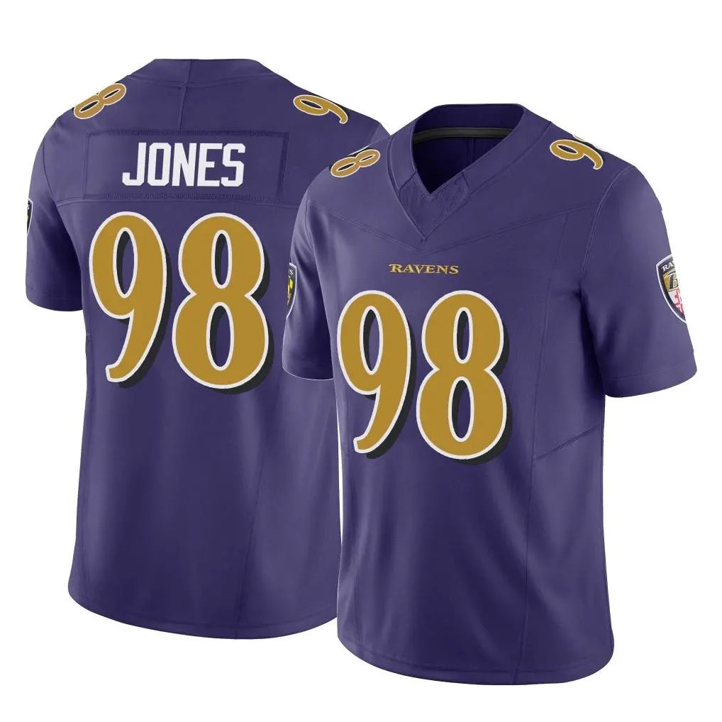 B.Ravens #98 Travis Jones Player Purple Vapor F.U.S.E. Limited Mdoa Stitched Jerseys