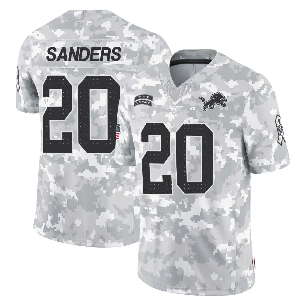 D.Lions #20 Barry Sanders Player Arctic Camo Salute To Service Limited Mdoa Stitched Jerseys