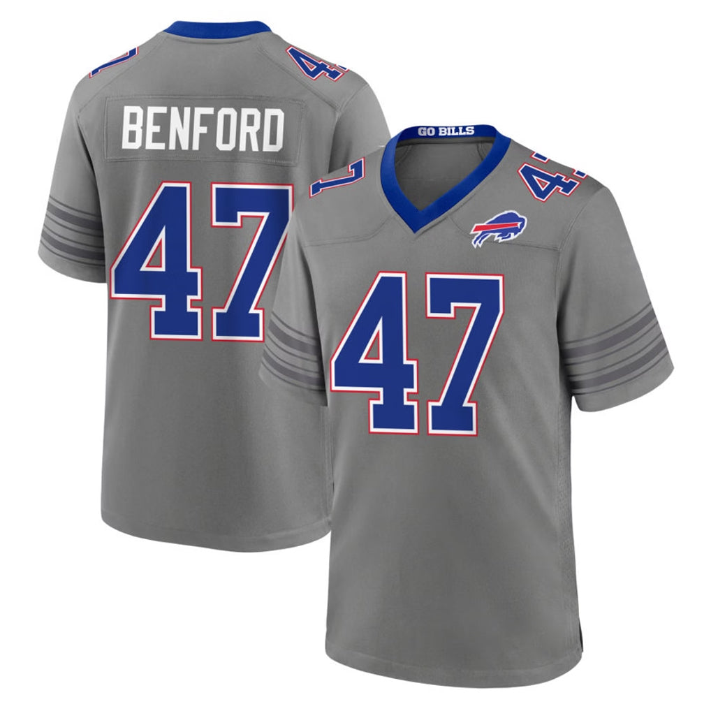 B.Bills #47 Christian Benford Player Gray Nickel City Home Game Mdoa Stitched Jerseys