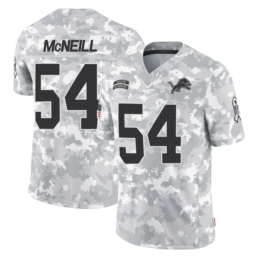 D.Lions #54 Alim McNeill Player Arctic Camo Salute To Service Limited Mdoa Stitched Jerseys