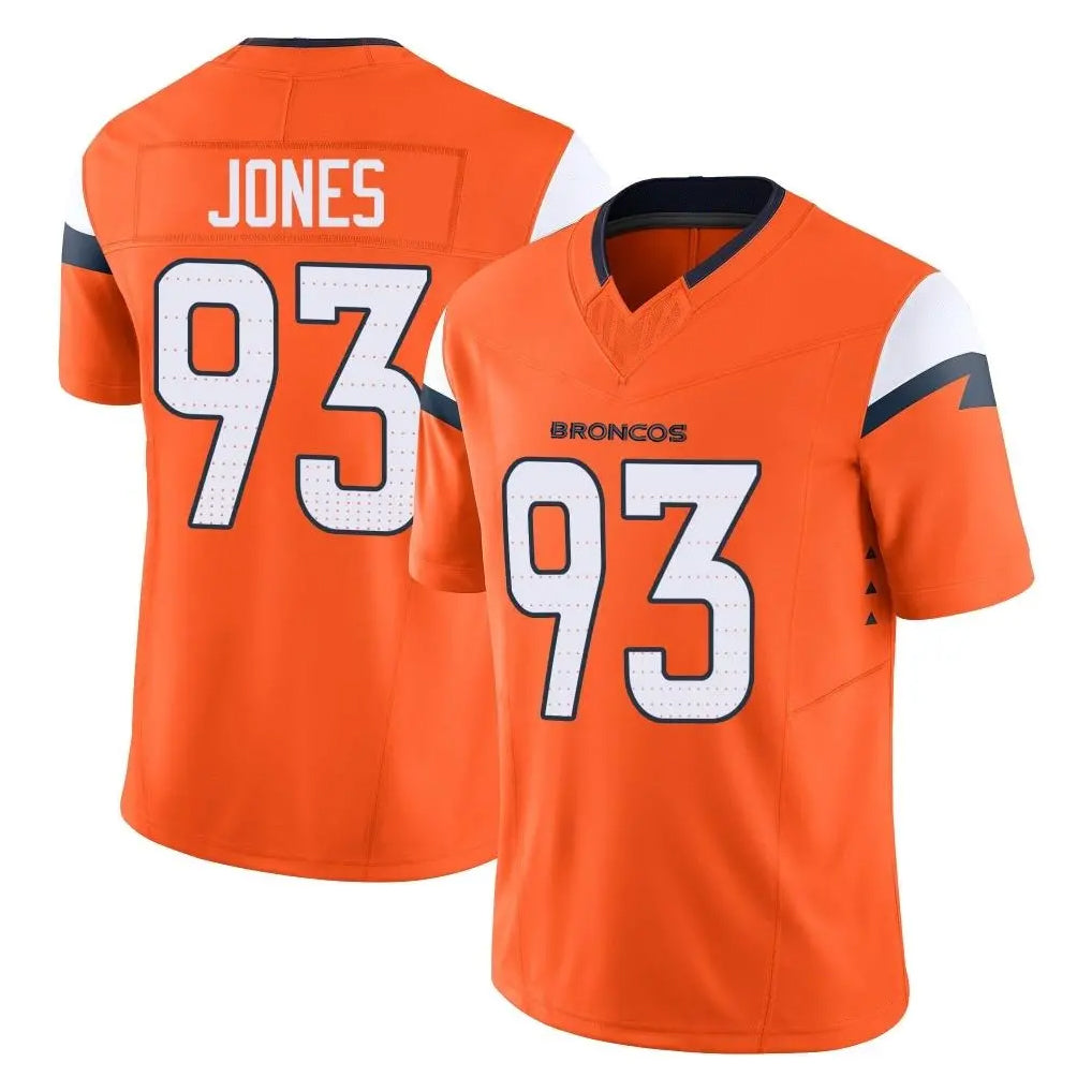 D.Broncos #93 D.J. Jones Player Orange Vapor F.U.S.E. Limited Home Game Mdoa Stitched Jerseys