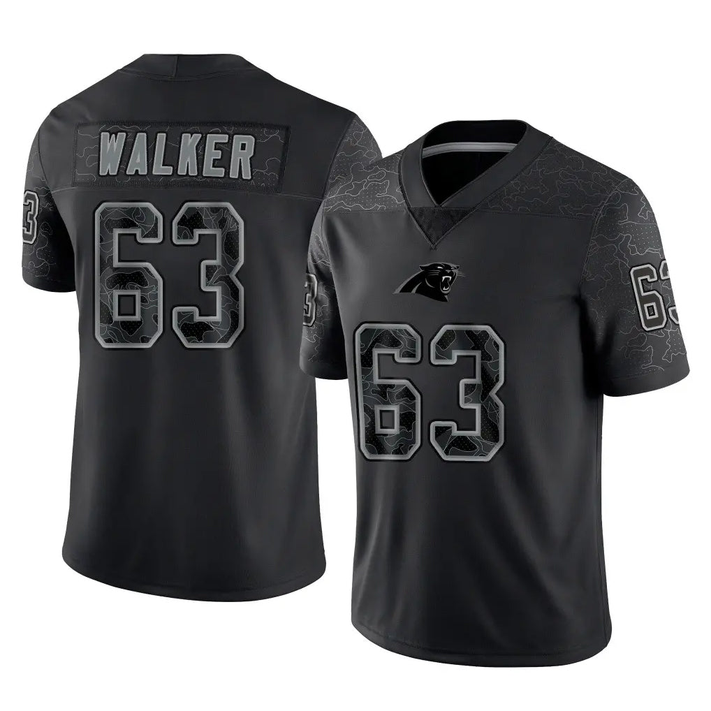 C.Panthers #63 Rasheed Walker Player Black Limited Reflective Game Mdoa Stitched Jerseys