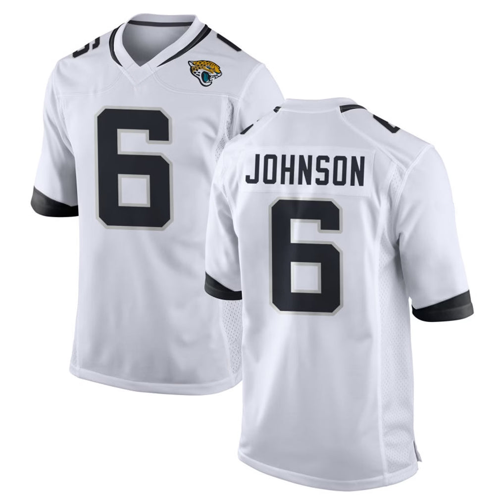 J.Jaguars #6 Antonio Johnson Player White Home Game Mdoa Stitched Jerseys