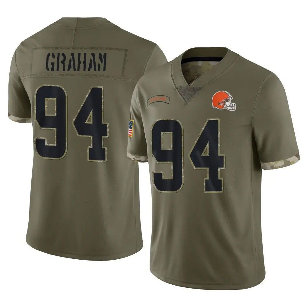 C.Browns #94 Mason Graham Player Olive Salute to Service Limited Game Mdoa Stitched Jerseys