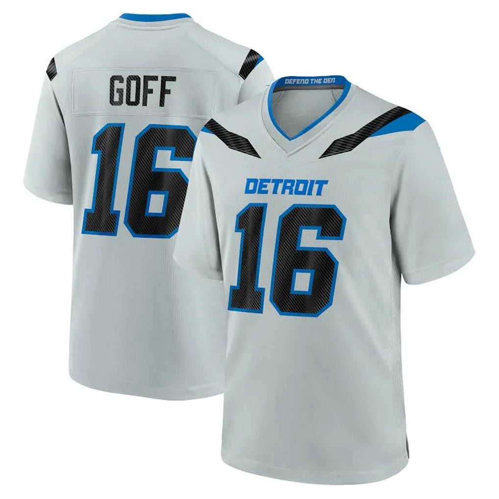 D.Lions #16 Jared Goff Player Silver 2026 Rivalries Collection Home Game Mdoa Stitched Jerseys