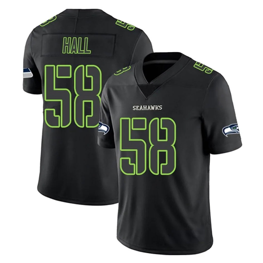 S.Seahawks #58 Derick Hall Player Black Impact Limited Home Game Mdoa Stitched Jerseys